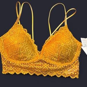 Auden Mustard Lace Bralette NWT Large